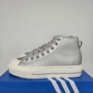 New adidas Nizza RF Platform Mid Silver Metallic GX8369 Women's Shoes Size 8.5